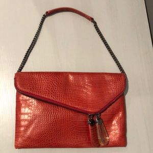 Henri Bendel red leather shoulder bag